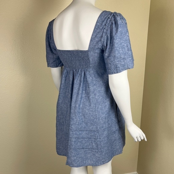 Draper James Womens Size XL Linen Cotton Chambray Mini Babydoll NEW Dress Ruffle - Picture 8 of 12